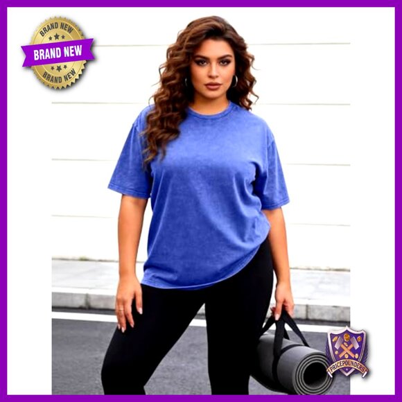 Plus Size Oversized T-Shirts 4-Pack Vintage Wash Cotton Casual Tees - Picture 2 of 7